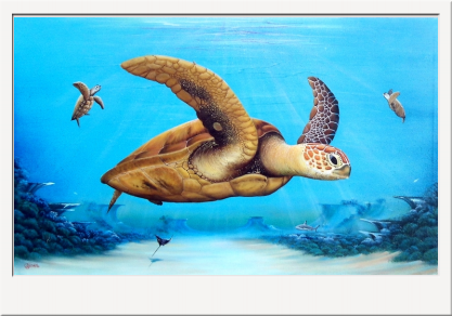 Sea Turtles Over Reef Painting